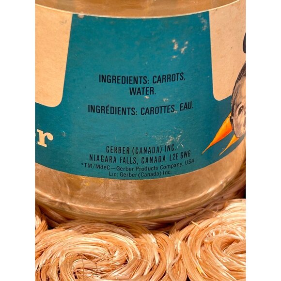 Vintage 60s 4.5 oz Gerber Baby Carrots Glass Food Jar Prop Collectible - Picture 3 of 4